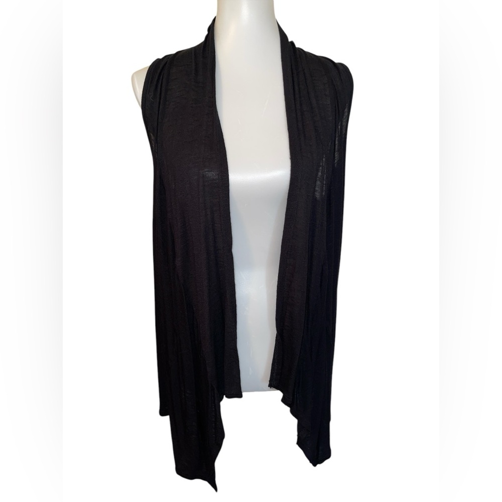 AB Studio Chic Black Open Front Vest